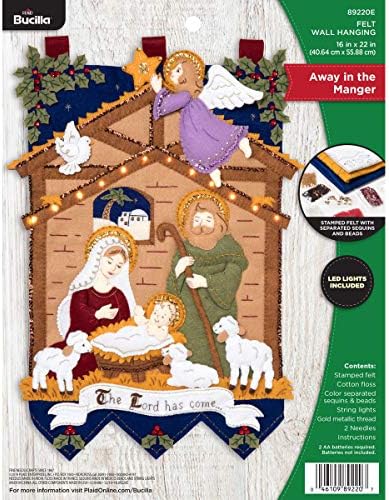 Bucilla 89220E Felt Applique Christmas Wall Hanging Kit, 16" x 22", Away in The Manger by Bucilla