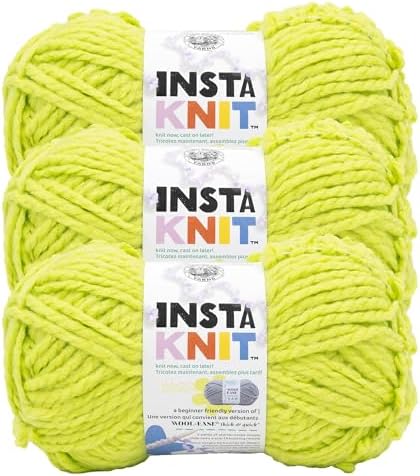 Lion Brand Yarn, InstaKnit Beginner Yarn, Squeeze The Day, Green, 3 Pack by LionBrandYarn