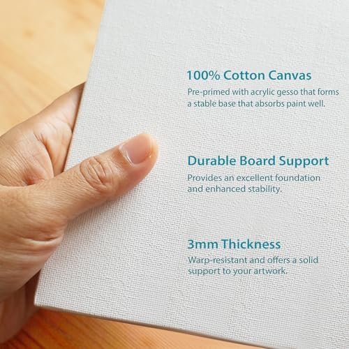 KEFF Canvas Boards for Painting - 12x12 8-Pack Bulk Canvas Panels, 100% Cotton Triple Primed Large Canvases for Art Painting Supplies, Acrylic, Oil, Watercolor & Tempera - Image 3