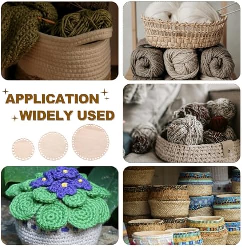 PATIKIL 4" Diameter Crochet Basket Bottom, 4Pcs Round Crochet Knitting Wooden Base for DIY Craft Weaving Basket Making Supplies Home Decoration, Dark Wood Color - Image 6