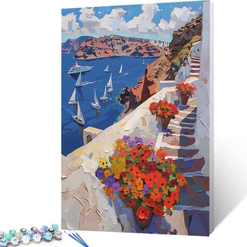 Paint by Numbers Kit for Adults Beginner, Boat Paint by Numbers Flower, DIY Easy Acrylic Watercolor Oil Painting Kit with Brushes, Arts and Crafts for Adult for Home Wall Decor, Gifts 28x38 in P-16 - Image 4