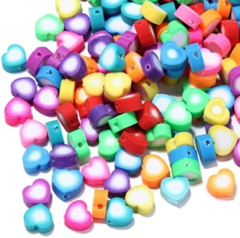 100pcs Colorful Heart Polymer Clay Spacer Beads for Women Jewelry Making DIY Bracelet Necklace Hair Clip Accessories (Inner Heart) by LUBINGSHINE