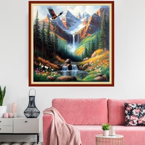 Redxing Stamped Cross Stitch Kits Embroidery kit for Beginners Adults Full Range of Embroidery Patterns Starter Kits DIY Printed Cross Stitch Kits Needlepoint Kits 11CT-Forest Landscape 18x18 inchs - Image 2