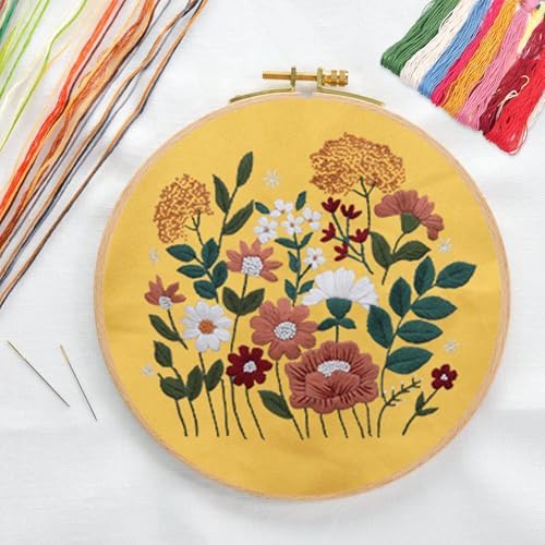 CREAWONDER Canvas Tote Bag Embroidery Kit with Pattern for Beginners, Arts and DIY Embroidery Crafts Kits for Adults, Include Instructions, Thimble, Embroidery Hoops, Color Threads and Tool - Image 3
