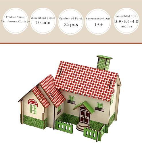 Log Cabin 3D Wooden House Puzzle,DIY Mini Building Model Kit，014 - Image 2