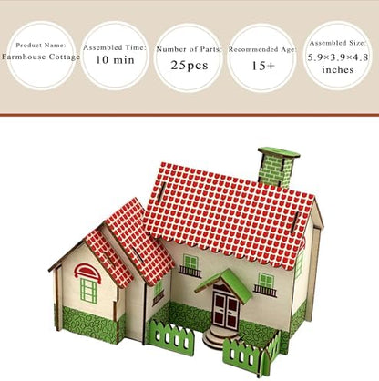 Log Cabin 3D Wooden House Puzzle,DIY Mini Building Model Kit，014 - Image 2