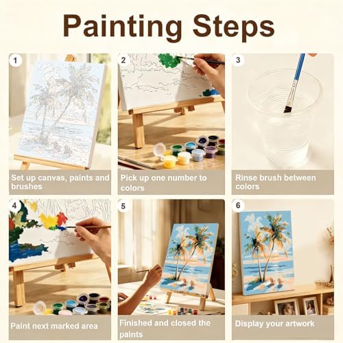 Gemozaic 4 Pack Beach Framed Paint by Numbers Kit for Adults, 8 x 12 Inch - Image 5
