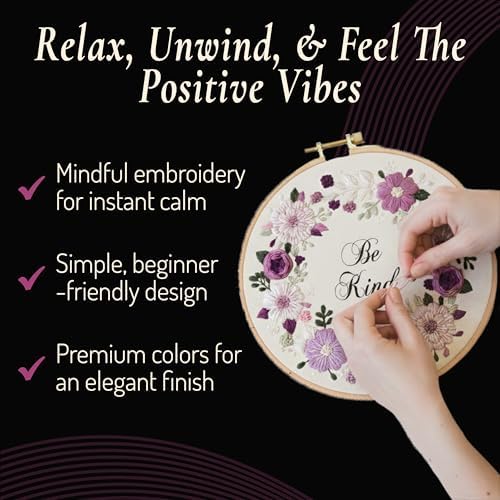 Unwynd Embroidery Kit Floral Theme for Beginners, Satin Stitch Hand Embroidery Kit for Adults, Easy DIY Crafts, Starter Set with Flower Pattern (Floral) - Image 4