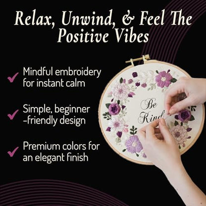 Unwynd Embroidery Kit Floral Theme for Beginners, Satin Stitch Hand Embroidery Kit for Adults, Easy DIY Crafts, Starter Set with Flower Pattern (Floral) - Image 4