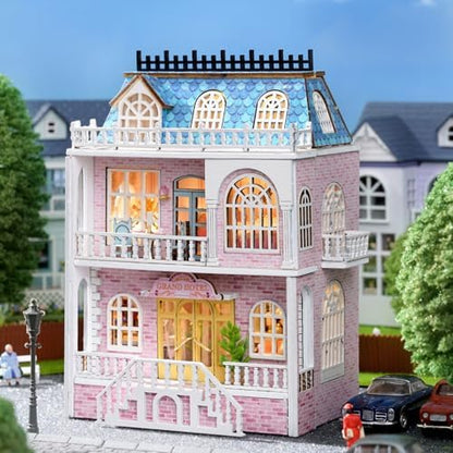 MAGQOO DIY Miniature Dollhouse Kit with Furniture 1:100 Scale Creative Room Mini Wooden Doll House Accessories DIY Miniature House Kit(Grand Hotel) - Image 3