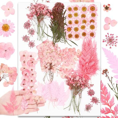 Fabbay 200 Pcs Dried Pressed Flowers Natural Leaves for Resin Nail, Pink by Fabbay