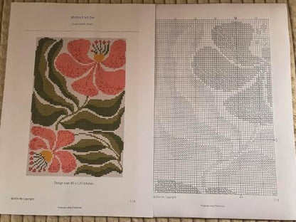 Pink Floral Cross Stitch Kit for Adults, Modern Botanical Embroidery Kit with Printed Pattern, DIY Needlepoint Kit, Beginner Embroidery Gift, Minimalist Flower Wall Art - Image 4