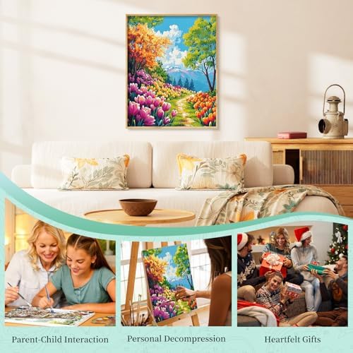 Paint by Numbers Kit for Adults, Garden DIY Painting Kit, 16x20 Inch - Image 7