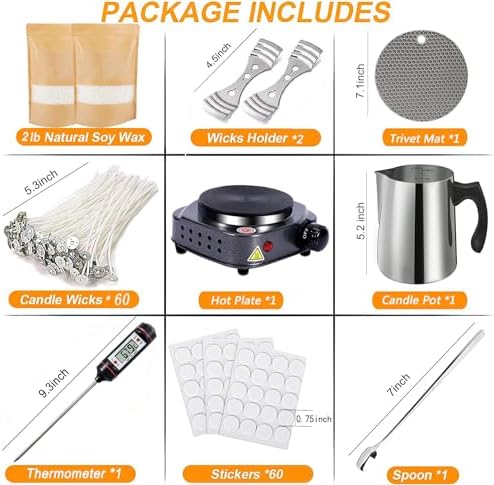 BBAXI Candle Making Kit with Hot Plate for Melting Wax with 2lb Soy Wax - Image 2