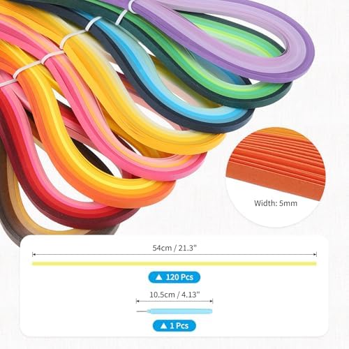 MECCANIXITY Paper Quilling Kit, 21.3 Inch 3mm Paper Quilling Strips with Blue Pen for Beginners DIY Hand Crafts Teaching Tools Flower Decoration(Yellow, Pack of 120) - Image 2