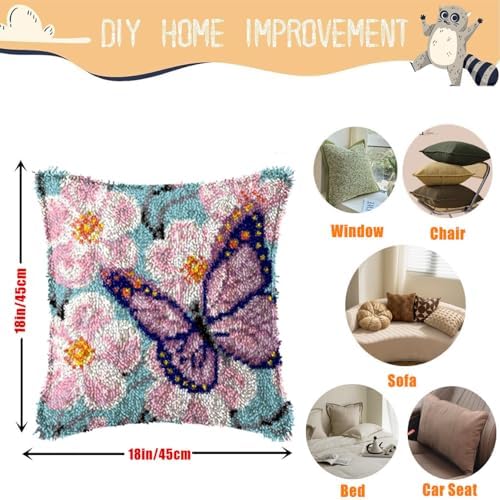 Butterfly in Flowers Latch Hook Kits for Adults Beginners, 17“ X 17" - Image 4