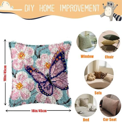 Butterfly in Flowers Latch Hook Kits for Adults Beginners, 17“ X 17" - Image 4