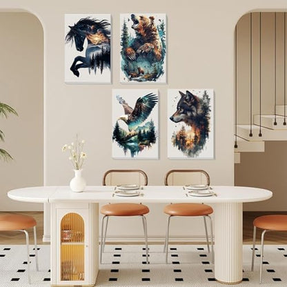 4 Pack Animals Paint by Numbers for Adults with Framed Canvas 8x12 inch - Image 4