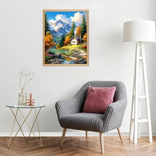 AIRDEA Landscape Paint by Numbers for Adults 16x20in Mountains and Rivers Painting by Number Kits for Beginner Frameless Easy Acrylic Oil Painting on Canvas with Paints and Brushes - Image 7