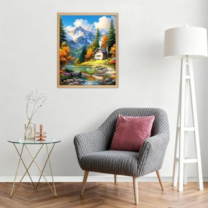 AIRDEA Landscape Paint by Numbers for Adults 16x20in Mountains and Rivers Painting by Number Kits for Beginner Frameless Easy Acrylic Oil Painting on Canvas with Paints and Brushes - Image 7