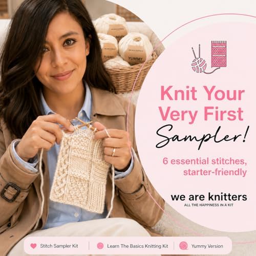 We Are Knitters Stitch Sampler Knitting Kit | Beginner-Friendly Knitting Starter Kit with Yummy Yarn | Learn Essential Stitches & Make Your First Snood - Image 5
