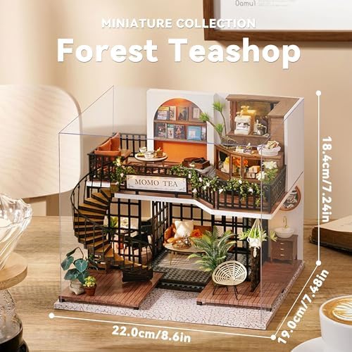 Flever Dollhouse Miniature DIY House Kit Creative Room with Furniture for Romantic Artwork Gift (Forest Teashop) - Image 2