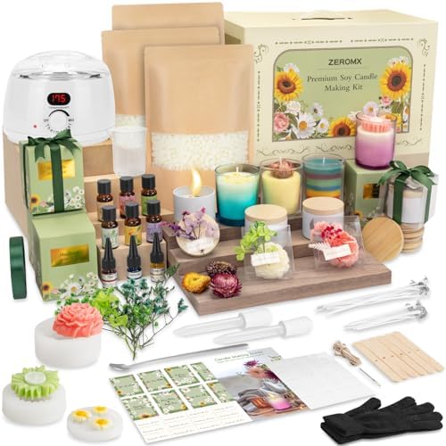ZEROMX Candle Making Kit for Adult Beginners with Digital Wax Melting Pot by ZEROMX
