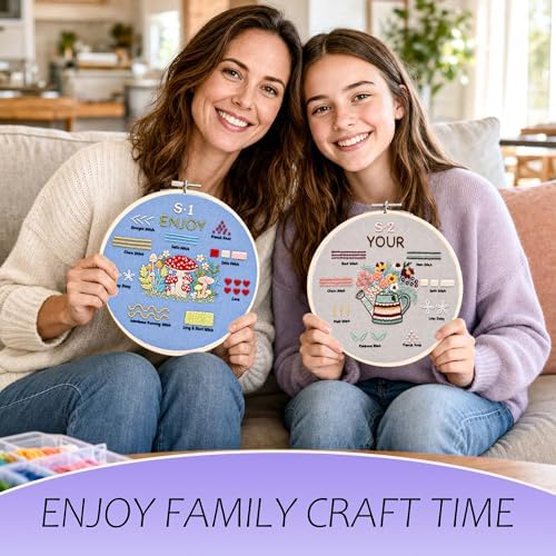 wtisan Embroidery Kit for Beginners, 4 Floral Patterns Cross Stitch Kits - Image 6
