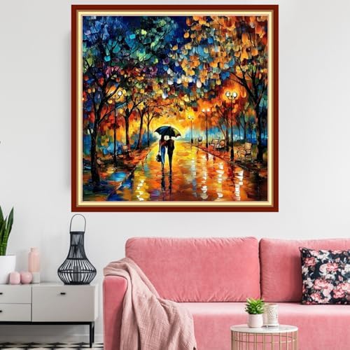 Redxing Stamped Cross Stitch Kits Embroidery kit for Beginners Adults Full Range of Embroidery Patterns Starter Kits DIY Printed Cross Stitch Kits Needlepoint Kits 11CT-Strolling Nights 18x18 inch - Image 2