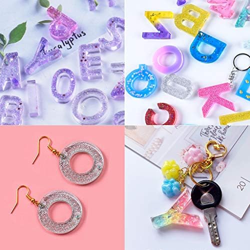 Bskifnn 402pcs Tiny Silicone Letter Mold Small DIY Silicone Resin Mold with 400pcs Screw Eye Pins for Making Keychain Pendant Jewelry Necklace Earrings - Image 6