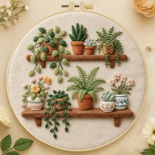 JOZYSH Needle Felting Starter Kit, Wool Felt, Animal Theme, with Needles, Foam Mat, Photo Frame, Felt Bag, for Home Decor, 4 Piece Set (Shelves and Flowers) by Unknown