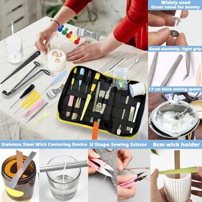 31PCS Wick Kits for Candle Making Wicks Inserting Nursing with Storage Bag Large Hole Needles for Silicone Candle Mold Hook Eye Punch Needle,7in Wicks Trimmer & Dipper,Wick Roll 200 Ft ect - Image 7