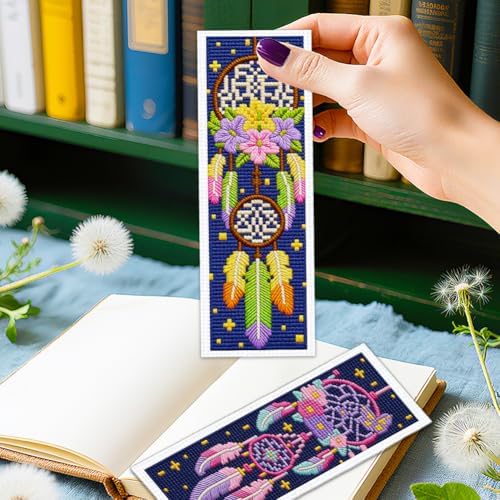 ORIGACH 6 Set Dream Catcher Cross Stitch Bookmark Kit for Beginner - Image 5