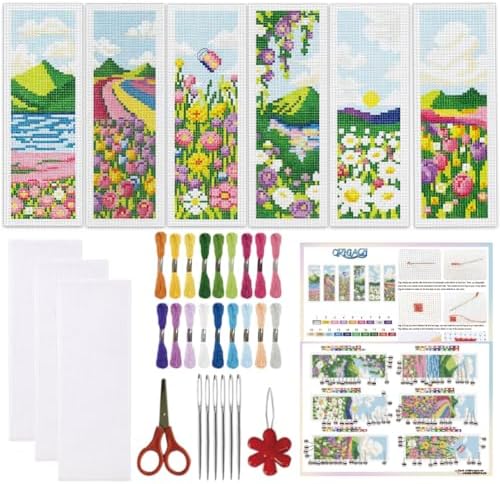 ORIGACH 6 Set Spring Pastoral Landscape Cross Stitch Bookmark Kit by ORIGACH