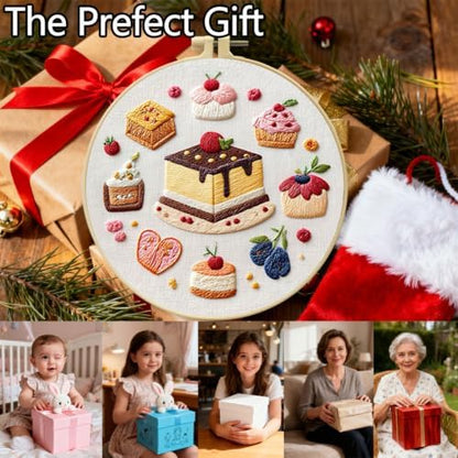 FEIYUENO 3 Sets Cake Pattern Embroidery Kit for Beginner Adults - Image 6