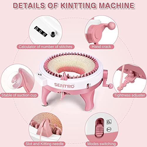 SENTRO Knitting Machine 48 Needles, Smart Circular Knitting Machine, Double Knitting Loom Machine for Adults Beginners,DIY Knitting Board Rotating Machine for Hat, Scarves, Socks - Image 5