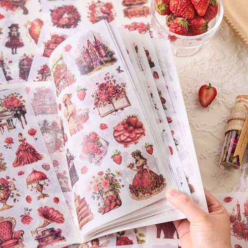 Washi Sticker Book for Scrapbook, 450+ Pre-Cut Scrapbooking Stickers, Vintage People Flowers Aesthetics Stickers for Adults and Teens, Junk Journal Supplies for Journaling Decorative DIY Arts Craft - Image 4