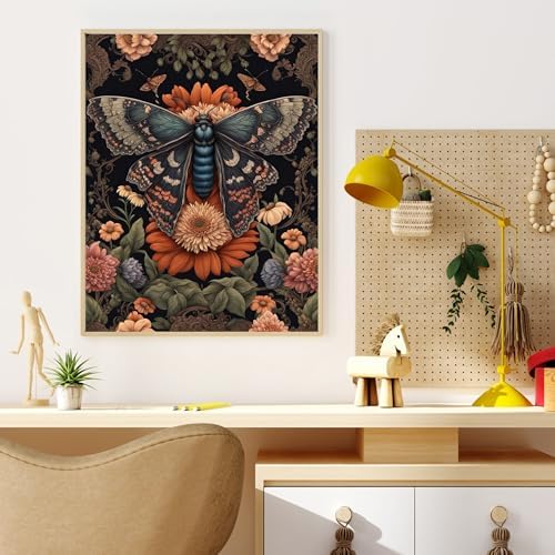 Yunruily Paint by Numbers Kits for Adults - Vintage Butterfly Adult Paint by Number Kits on Canvas,Paint by Number for Adults for Gifts Home Wall Decor 16x20inch - Image 3
