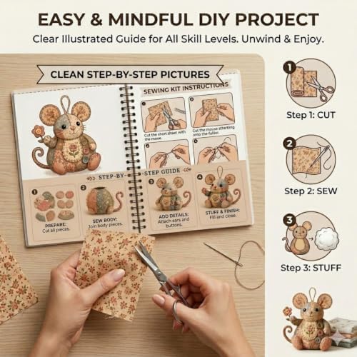 Patchwork Mouse DIY Kit – Complete Sewing Craft Set - Image 5