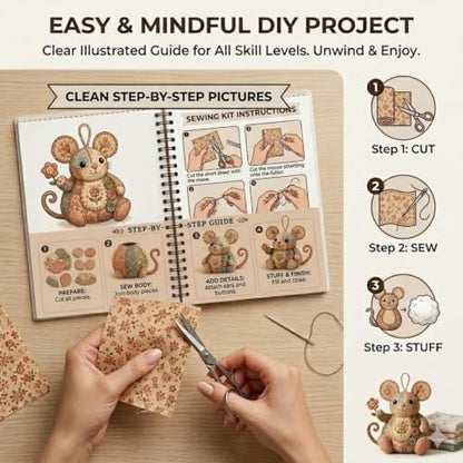 Patchwork Mouse DIY Kit – Complete Sewing Craft Set - Image 5