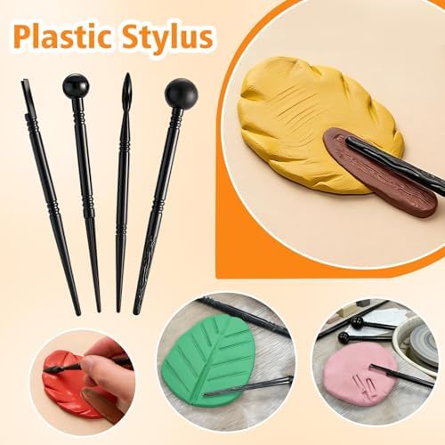 17PCS Silicone Clay Sculpting Tools, Dual-Ended Dotting Tools Set with 1.7 FL OZ Air Dry Clay Glaze for Pottery, Ceramic Modeling, Rock Painting, Art Blending - Ideal for Adults & Kids DIY Crafts - Image 6