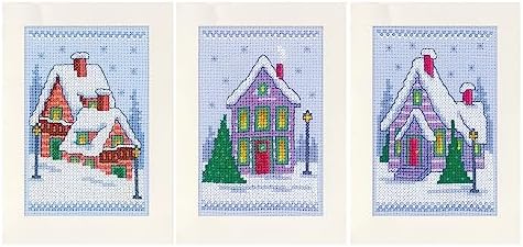 Vervaco Counted Cross Stitch kit Greeting Cards Christmas Gnomes in The Snow Set of 3, 10,5x15cm, DIY by VervacoCrossStitchandCraftSets