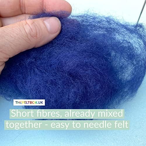 The Felt Box Needle Felting Wool Carded Batts Shade Pack 100 Grams 3.5 Oz- Blue - Image 3