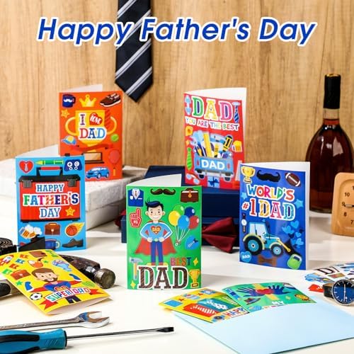 Fullhawl 48 Set Father's Day Card Making Kit with Stickers and Envelopes - Image 2