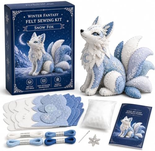 Winter Fantasy Animal Felt Sewing Kit, DIY Patchwork Craft Kit with Pre-Cut Felt Pieces, 3D Stuffed Animal Making Set for Beginners Adults Teens, Creative Home Decor Gift (A) by Unknown