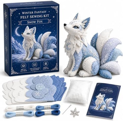Winter Fantasy Animal Felt Sewing Kit, DIY Patchwork Craft Kit with Pre-Cut Felt Pieces, 3D Stuffed Animal Making Set for Beginners Adults Teens, Creative Home Decor Gift (A) by Unknown