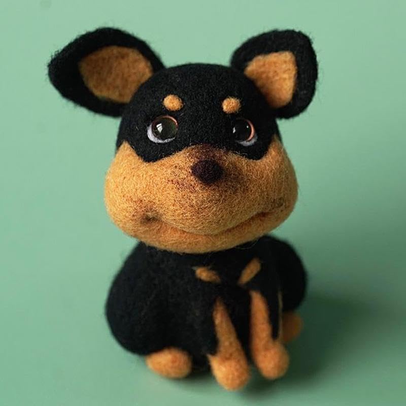 Wizardi Beginner Needle Felting Kit for Adults - Dog. Animal Felting Kit 6.5x4.5x4cm. Felting Tools. Wool Felting Supplies. Felt Crafts. Wool Felt. F07N8-W417 by Wizardi