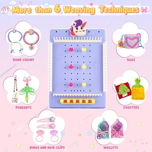 Nicella Weaving Loom Kit, Craft Kits for Kids, 400 PCS Friendship Bracelet Making Kit for Girls, Pot Holders Weaving, Age 6-12 Year Old Girls Gifts, Bracelet Coaster Bag Weaving Making kit - Image 2
