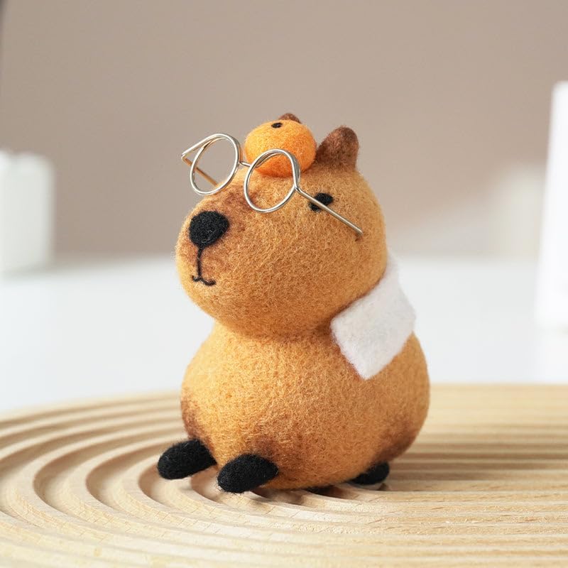Wizardi Beginner Needle Felting Kit for Adults - Capybara. Animal Felting Kit 7.5x4.3x6.5cm. Felting Tools. Wool Felting Supplies. Felt Crafts. Wool Felt. F07N8-W501 by Wizardi
