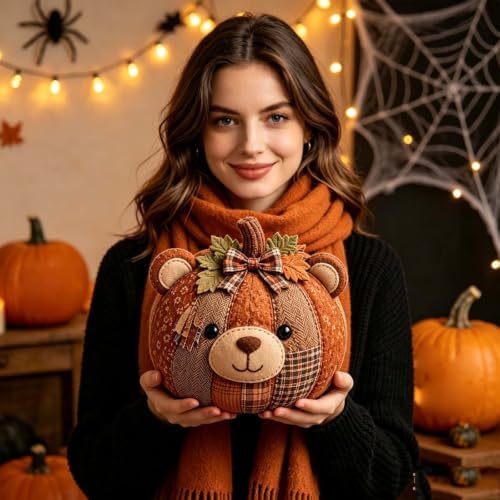 DIY Animal Pumpkin Sewing Kit - Autumn Fabric Animal Pumpkin Craft Set for Adults Beginners - Thanksgiving Handmade Fall Patchwork Craft Kit for Holiday Decor (1PCS E) - Image 2